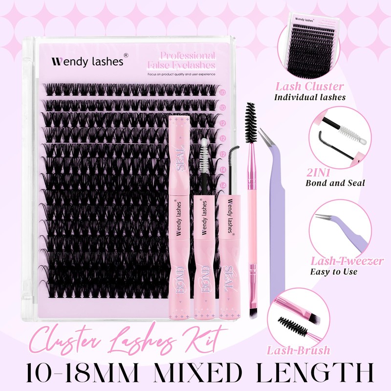 Eyelash Extensions Set, Natural 60D Eyelash Clusters, D Curl, Lash