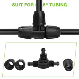 Bonviee 6 Pack 5/16 Inch Drip Irrigation Tee Connectors, Barbed Lock Fittings for 1/2” Tubing, Leak-Proof 3-Way Coupler for Garden Hose, Drip System Repair & Extension
