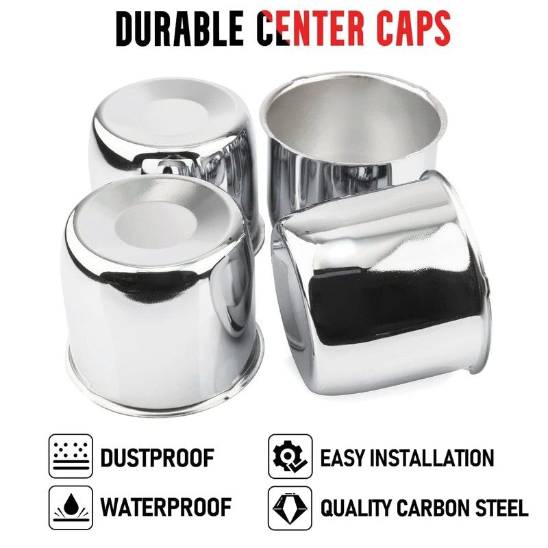 RTRHINOTUNING 4Pcs 4.25inch Push Through Wheel Center Caps for Truck
