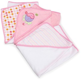 Spasilk 3 Pack Soft Terry Hooded Towel Set, Pink