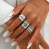 Dainty Wide Band Ring Set of 3 for Women Adjustable