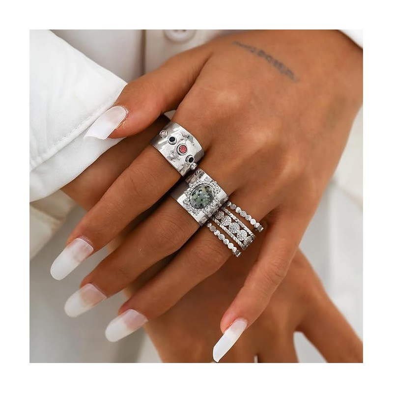 Dainty Wide Band Ring Set of 3 for Women Adjustable