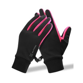 KUTOOK WF706 Windproof Gloves Winter Warm Winter Gloves with 2 Touchscreen Fingers Hiking Jogging Running Bike Outdoor Sports Gloves, Pink & Black, XL
