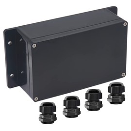 Otdorpatio Junction Box IP65 Waterproof ABS Plastic Electrical Project Case Power Junction Boxes, Project Box with Fixed Ear Black 7.87 x4.72 x2.95 inch (200x120x75 mm)