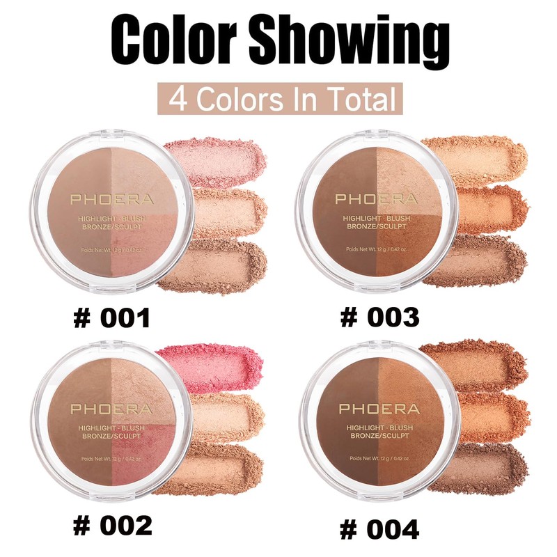 PHOERA Foundation, PHOERA Contour Palette, Farbtöne mit Highlighter, Bronzer und