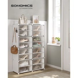SONGMICS Shoe Rack Organizer, 8-Tier Shoe Storage Cabinet for Closet and Entryway, Holds 32 Pairs of Shoes, Adjustable, White ULPC034W01