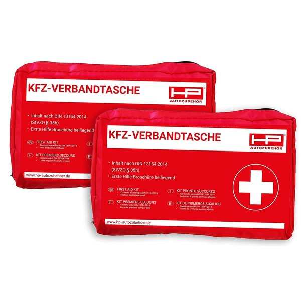 HP-Autozubehör 10039-2 Car First Aid Bag, Red, Pack of 2, Minimum Shelf Life 4 Years