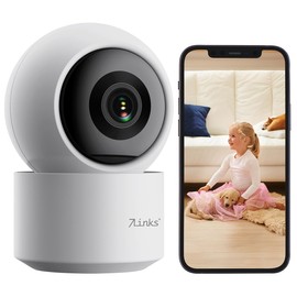 7links 2K Pan-Tilt Surveillance Camera with WiFi & Patrol Function, White