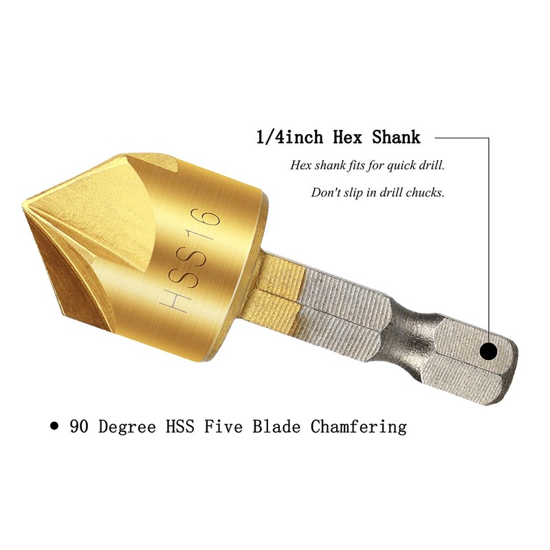 APLUS Countersink drill bits Hex Shank HSS Counterbore Reamer Countersink