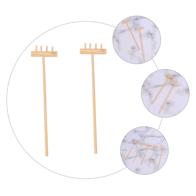 SAFIGLE 2pcs Mini Rake for Zen Garden Decoration Meditation Accessories