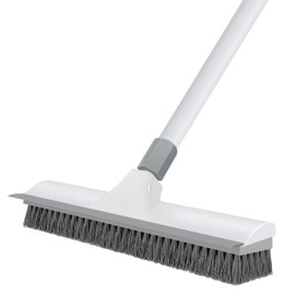 Yolaist Floor Scrub Brush with 60 inch Long Handle, 2 in 1 Heavy Duty Stiff Bristle Floor Scrubber Brush and Scraper for Cleaning Shower, Tile, Bathroom, Kitchen, Deck, Garage, Patio