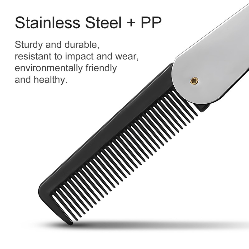 Stainless Steel Folding Comb - Switchblade Pocket Hair and Beard