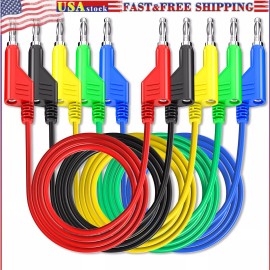 Peakelect 5PCS Stackable Banana to Banana Plug Test Lead Soft Cable for Multimeter - 3.3ft