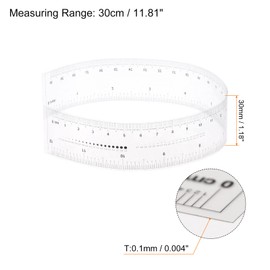 HARFINGTON Film Flexible Ruler 12 Inch 1mm Scale PET Plastic Folding Straight Ruler Calibration Soft Ruler Measuring Tool for Factory, Transparent