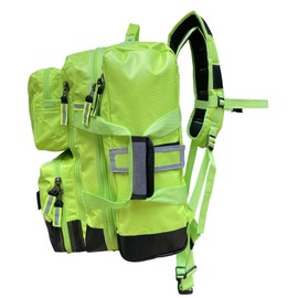 Kemp USA Ultimate EMS Backpack For EMS - Emergency Supplies - EMT Bag Fits BLS/ALS Equipment and D Tank Oxygen Cylinder - Premium Fluid Resistant Tarpaulin Fabric (Neon Green)