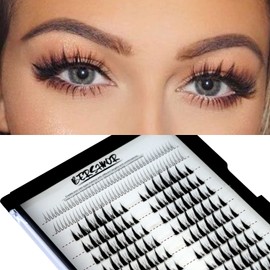 Bluesmurfs Individual Manga Lashes, Valentine Eye Lashes, Dolly Eye Cluster Eyelash Extensions, Spiky Dramatic Individual Lashes with Eyelash Curler and Tweezers, Include Bottom Lashes