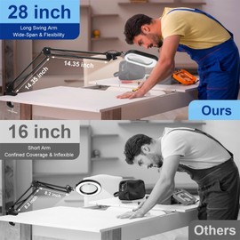 10X Rectangle Magnifying Glass with Light and Clamp, 5 Color Modes Stepless Dimmable, Lighted Magnifier with Stand Hands Free, Flexible Swing Arm LED Desk Lamp for Close Work, Craft, Reading, Painting