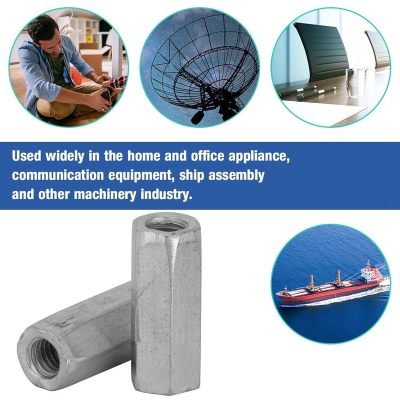 10pcs M6 Long Rod Nut, Hex Coupling Nut Female Thread