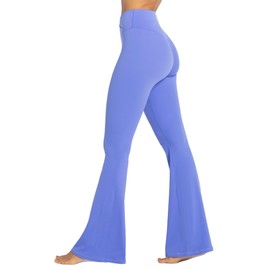 Sunzel Flare Leggings, Crossover Yoga Pants with Tummy Control, High Waisted and Wide Leg, No Front Seam Periwinkle Medium 32" Inseam