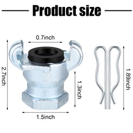 Therwen 4 Sets 3/4 inch Chicago Air Fittings NPT Iron Air Hose Fitting 2 Lug Universal Coupling for Female and Male End(Female End)