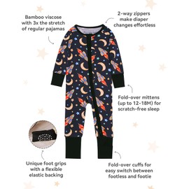babee Reshinee Bamboo Viscose Baby Footie Pajama, Zipper Pajamas for Baby Boys & Baby Girls, Sleep and Play Footed Pajamas 12-18M