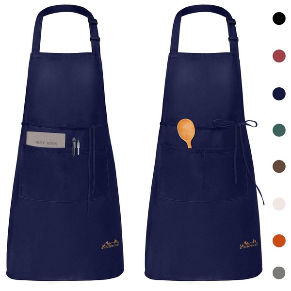 Viedouce 2-Pack of Waterproof Cooking Aprons with Pockets, Adjustable Kitchen and BBQ Aprons