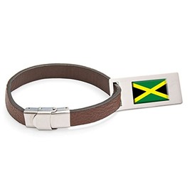 Jamaica Flag Leather Luggage Stainless Steel Engraving
