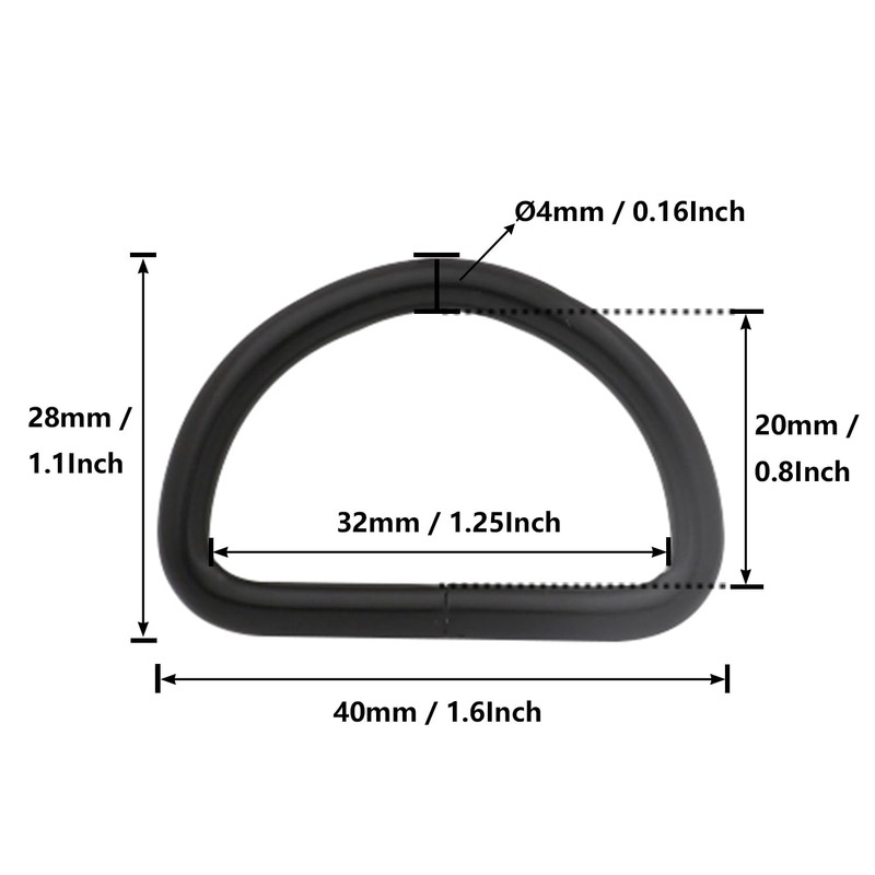 Wuuycoky 1.25" Inner Diameter Black D Rings Buckles D-ring Non-welded