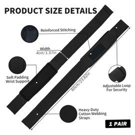 Wrist Straps for Weight Lifting, Lifting Straps with Nylon Gym Wraps Extra Hand Grips Support for Strength Training Bodybuilding Deadlifting (Black non-slip)