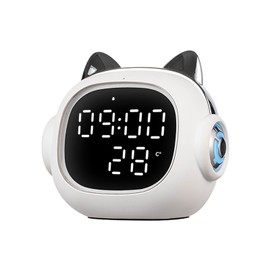 Intelligent Mini Alarm Clock with Bluetooth Speaker Night Light Cute Small Digital Clock for Kids White