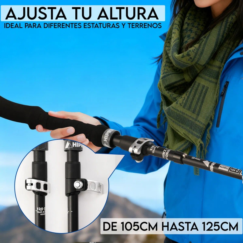 Bastones Senderismo Ajustables Aluminio Plegables 2 Pzas. Color Par Mango