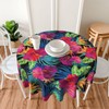 mutakin Tropical Leaf Round Tablecloth 60 Inch Washable Reusable Decoration