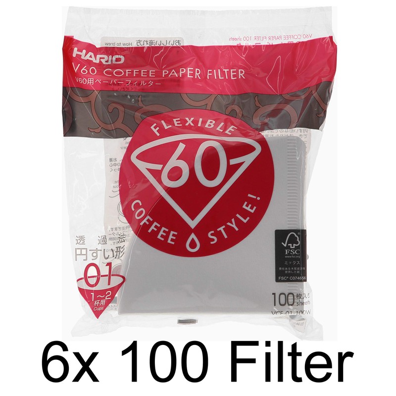 HARIO V60 Paper Coffee Filters, Size 01, Set of 6