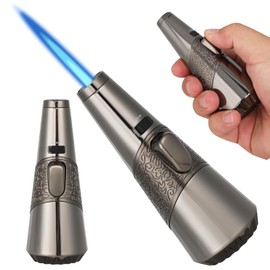 Refillable Butane Torch Lighter with Adjustable Flame – 2500°F Culinary Kitchen Torch for Crème Brûlée, BBQ, Searing, Baking, Welding – Safety Lock, Tapered Design, Gift for Men