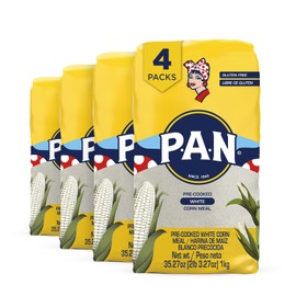 P.A.N. White Corn Meal – Pre-cooked Gluten Free and Kosher Flour for Arepas (2.2 lb/Pack of 4)