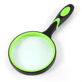 H HOKIZU 110mm(4.4in) 10X Handheld Magnifying Glass, Shatterproof Magnifier for Kids Seniors,Real Glass Magnifying Lens for Book Newspaper Reading (Green)