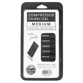 Pacific Arc | Compressed Charcoal Sticks | 12 pack | Soft, Medium & Hard - Style: Medium
