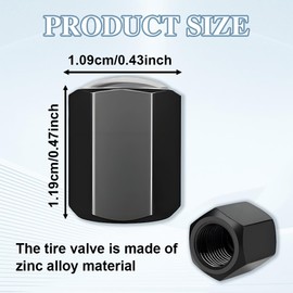 4PCS Tire Valve Stem Caps, Air Caps Cover, Airtight Dust Proof Covers with O Rings, Automotive Exterior Decoration Accessories Dust Proof Stem Covers Universal Fit for Most Cars, SUVs, Bike (Black F)