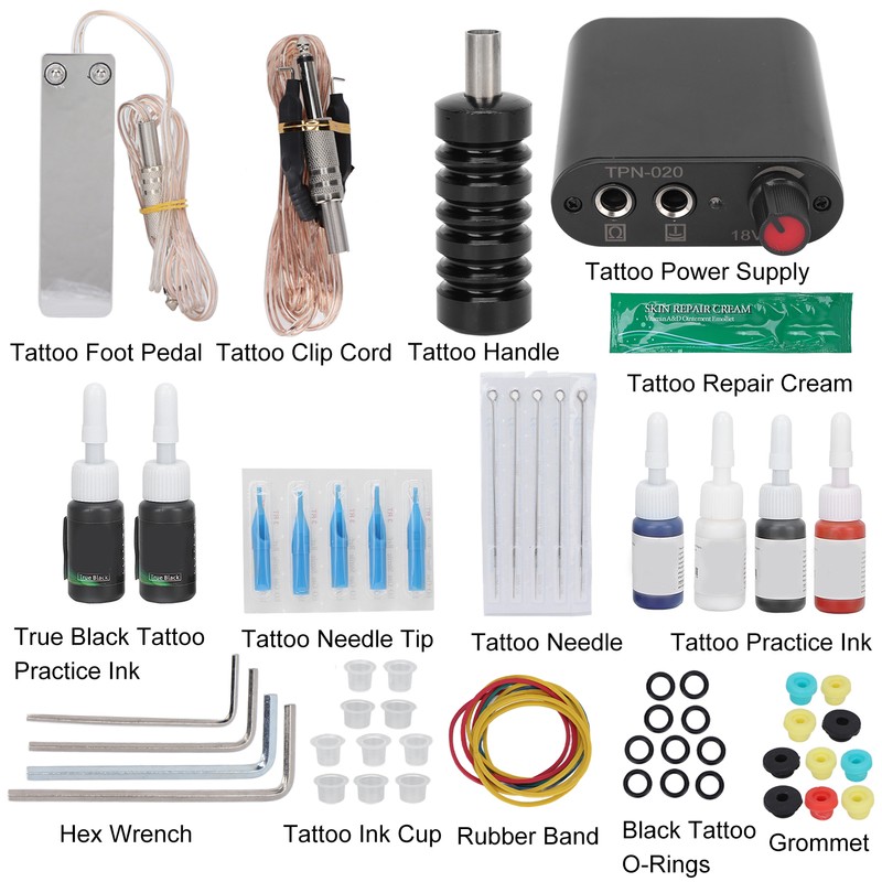 Professional Tattoo Machine Kit Tattoo Power Supply 10 Wraps Complete