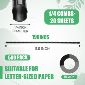 Maitys 300 Pcs Plastic Binding Combs Bulk Comb Binding Ring 19 Ring Comb Binding Spines Letter Size Spiral Binding for Notebook Calendar Picture (Black,1/4 Inch)