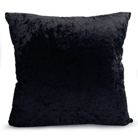 large plain crush velvet cushions + covers or covers 10 colours 20x20" or 17x17" (21"x21" cushion cover, BLACK)