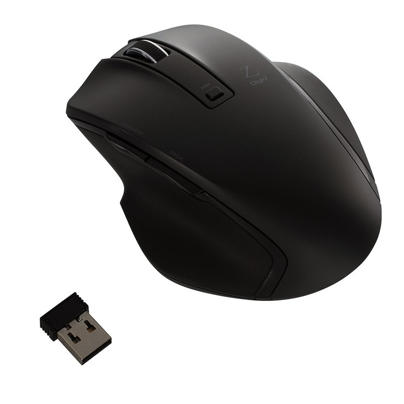 Digio2 Z 究極のカタチ 2.4GHz ワイヤレスマウス 5ボタン Blue LED Mサイズ ブラック
