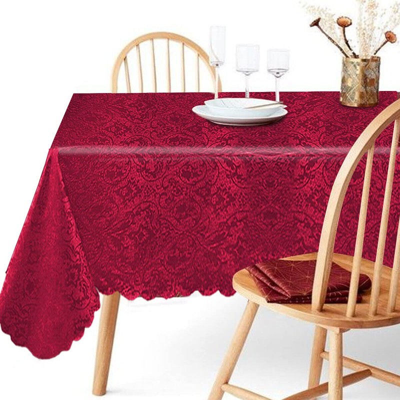 Classic Damask Printed Jacquard Tablecloth Washable Rectangle Round Runner Napkin