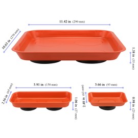 KEILEOHO 10 Packs Magnetic Tray Set, Orange Magnetic Parts Tray Set, Stainless Steel Magnetic Trays, Magnetic Tools Tray for Screws, Nuts, Bolts, Small Parts