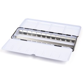 Jaxon Watercolour Empty Box - Heavy Duty Metal - Holds 24 Half or 12 Whole Bowls - with Fold-Out Palette and Thumb Ring