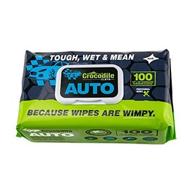 Crocodile Cloth Auto Cleaning Wipes - Car Engine Degreaser, Body Detailing, Tires Cloth Wipes - Cut Through Grease, Oil, and Adhesives on Hands, Tools, Parts, and More -100 Giant Wipes - 6 PK Case