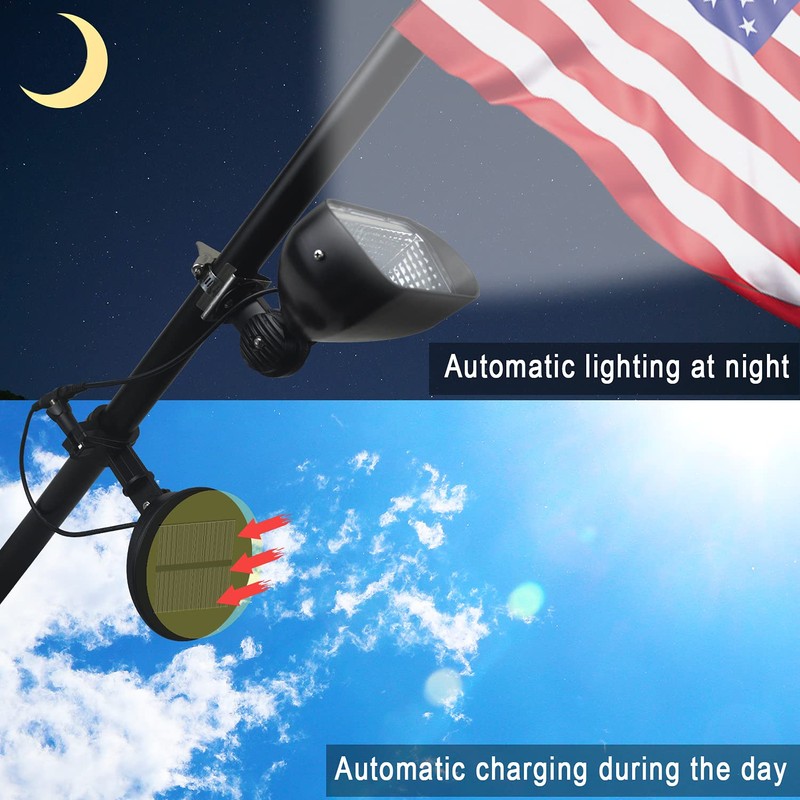 Flag Pole Light Solar Powered, Solar Flag Light fits 1’’