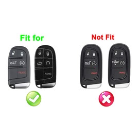 Key Fob Cover Case for Jeep Grand Cherokee Renegade Chrysler 200 300 Dodge RAM Durango Charger Challenger Journey Dart Fiat 5 Buttons Keyless Entry Remote Case Holder ABS Carbon Fiber Pattern (Blue)