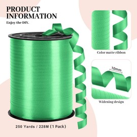 LACNNY Curling Ribbon - 250 Yard, 3/8" Width, Ideal for Crafts, Balloons, Gift Wrapping & Floristry (Green)