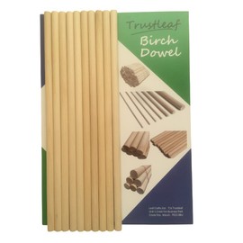 Trustleaf 10mm x 30cm Birch Hardwood Wooden Dowels (10 Dowels)